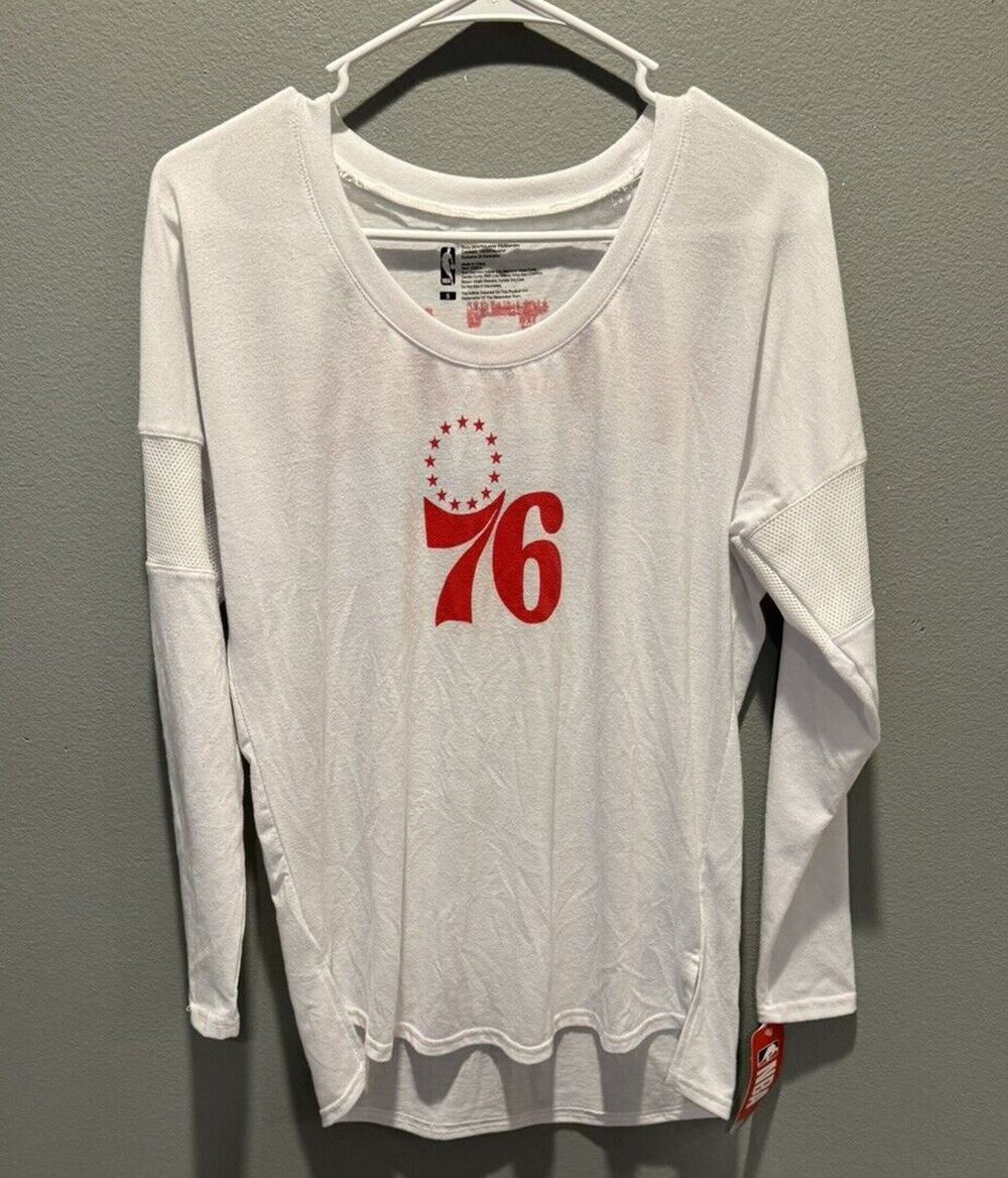 NWT NBA Philadelphia 76ers Basketball Women's Long Sleeve Tee White Size S